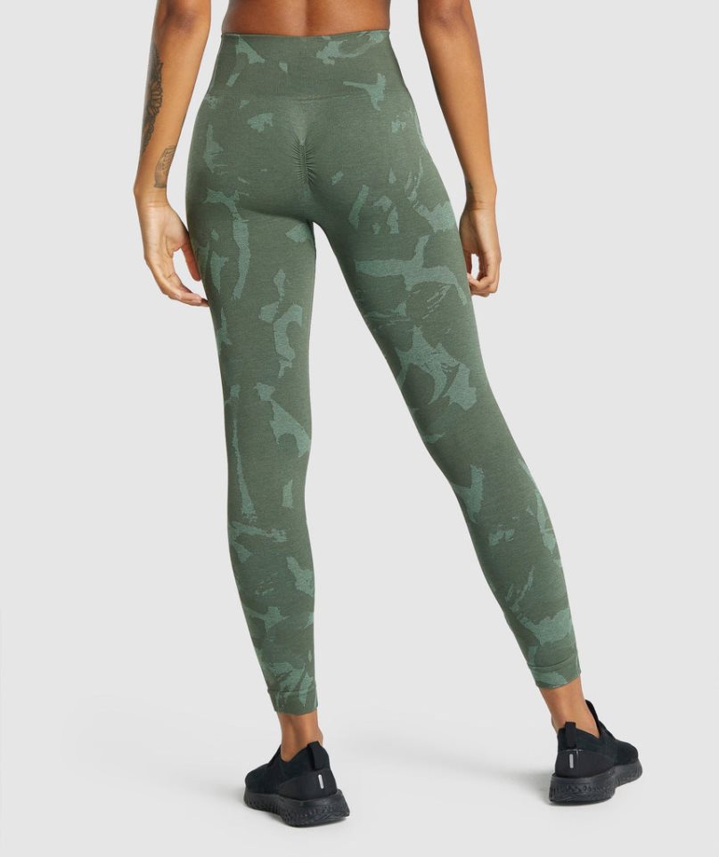 Women's Gymshark Adapt Camo Seamless Leggings Green | CA D78015